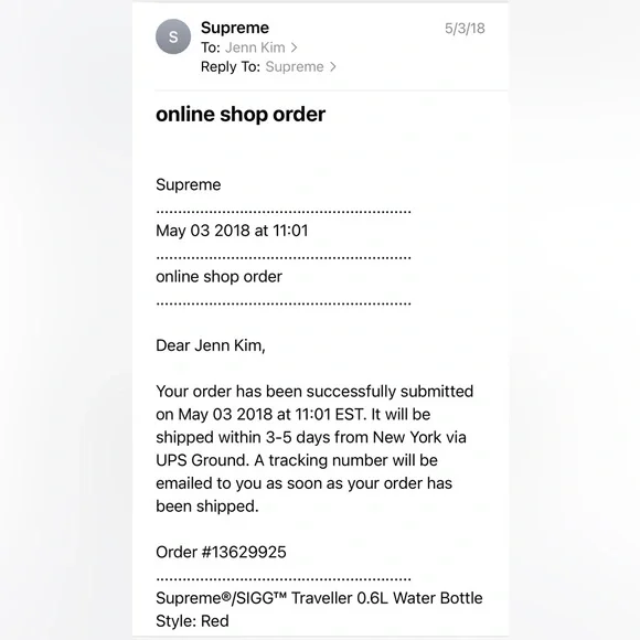 New Deadstock Supreme SIGG Traveller .6L Water Bottle Red Box Logo - Picture 5 of 5